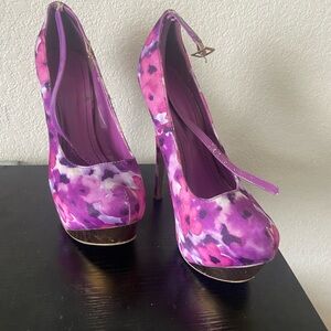 Shoe Dazzle Vibrant Pink Floral Heels